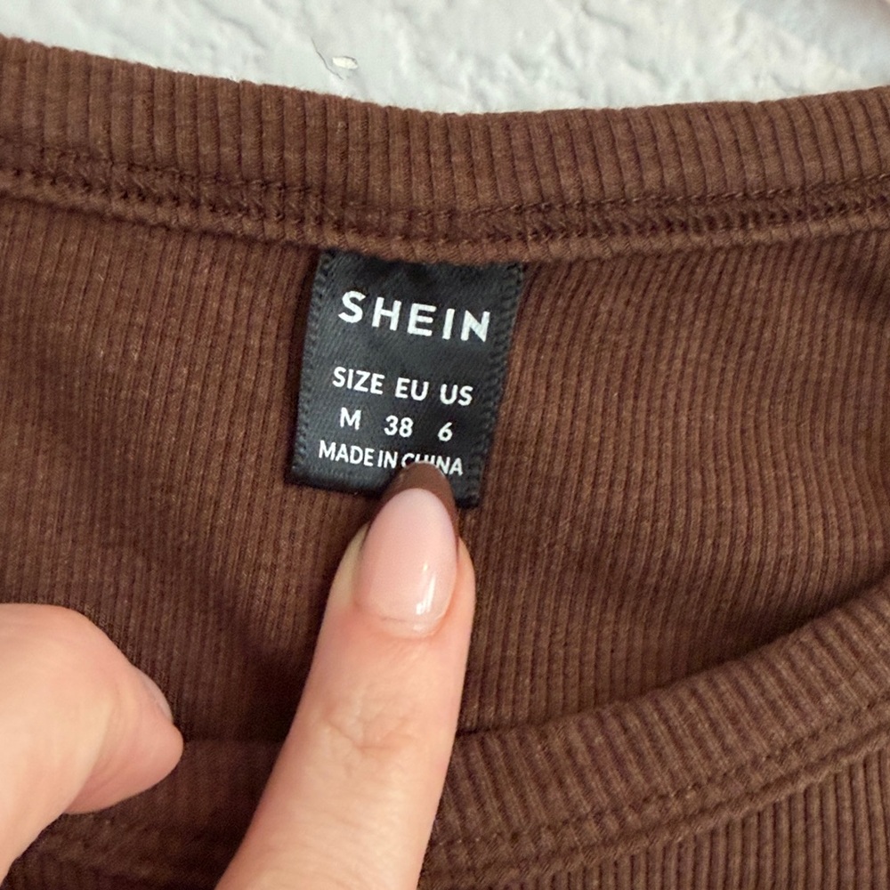 Shein Brown Ribbed T-shirt dress - Picture 4 of 7